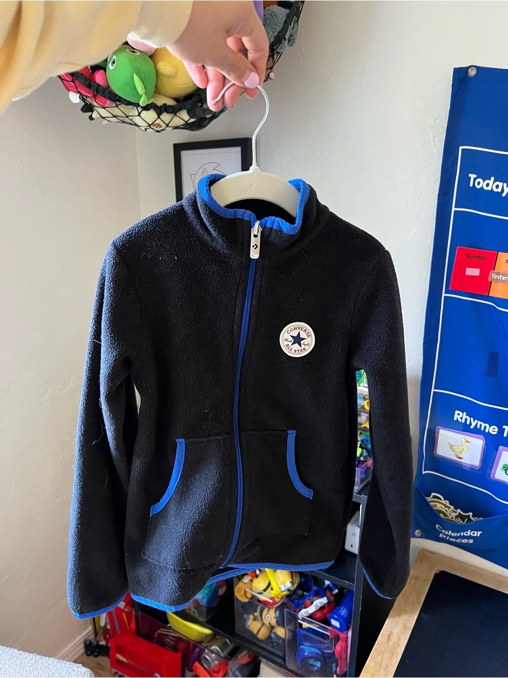 Converse Black Fleece Jacket with Blue Trim
